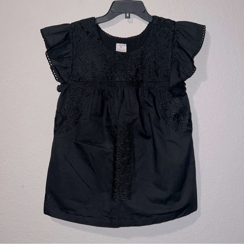 J.Marie embroidered black blouse